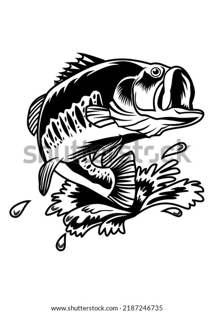 Bass Fishing Vector Line Art Stock Vector (royalty Free) 2187246735 