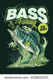 Bass Fishing Vintage Shirt Illustration