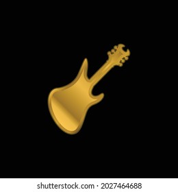 Bass Guitar Black Silhouette gold plated metalic icon or logo vector
