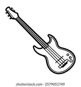 bass guitar clipart vector line art 