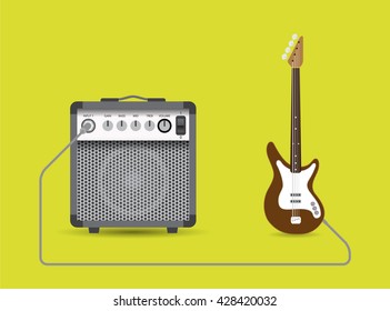 Bass guitar and combo, vector illustration.