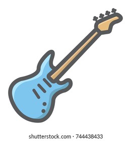 Bass guitar filled outline icon, music and instrument, sound sign vector graphics, a colorful line pattern on a white background, eps 10.