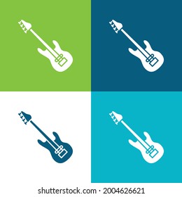 Bass Guitar Flat four color minimal icon set