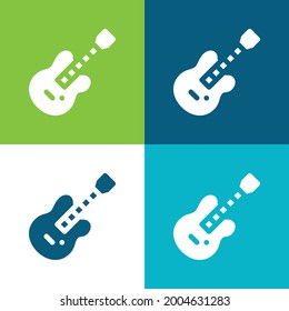 Bass Guitar Flat four color minimal icon set