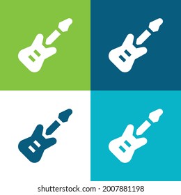 Bass Guitar Flat four color minimal icon set