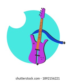 Bassgitarre, flache Vektorgrafik. Basierende Gitarrenkunst.