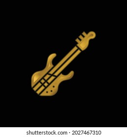 Bass Guitar gold plated metalic icon or logo vector