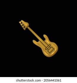 Bass Guitar gold plated metalic icon or logo vector