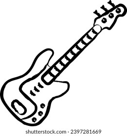 Bass guitar hand drawn vector illustration