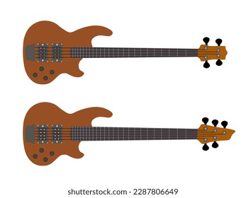 Bass guitar icon. Electrical bass guitar objact flat vector ilustration.