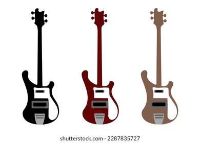 Bass guitar icon. Electrical bass guitar objact flat vector ilustration.