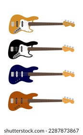 Bass guitar icon. Electrical bass guitar objact flat vector ilustration.