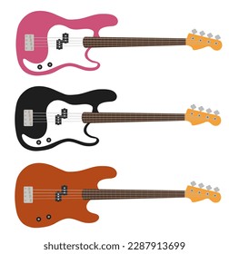 Bass guitar icon. Electrical bass guitar objact flat vector ilustration.