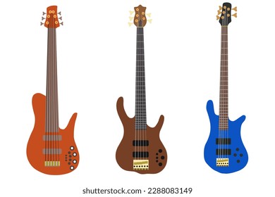 Bass guitar icon. Electrical bass guitar objact flat vector ilustration.