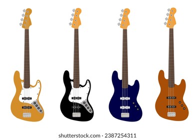 Bass guitar icon. Electrical bass guitar objact flat vector ilustration.