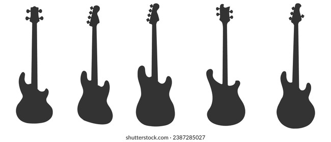 Bass guitar icon. Electrical bass guitar objact flat vector ilustration.