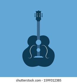 Bass Guitar Icon Flat Graphic Design with blue color