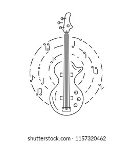 Bass guitar icon isolated on background. Line style. Vector illustration