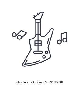 Bass guitar icon. Linear isolated illustration, thin line vector. Web design outline sign concept symbol with editable stroke on white background.