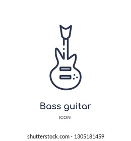 bass guitar icon from music outline collection. Thin line bass guitar icon isolated on white background.
