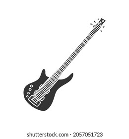 Bass Guitar Icon Silhouette Illustration. Electric Instrument Vector Graphic Pictogram Symbol Clip Art. Doodle Sketch Black Sign.