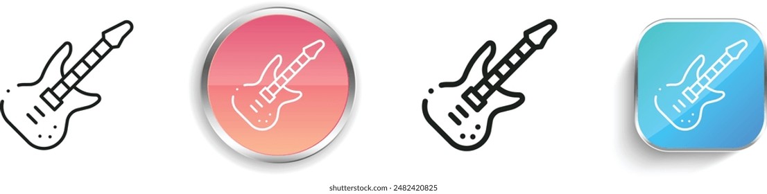 bass guitar icon. Thin Linear, Regular and Button Style Design Isolated On White Background