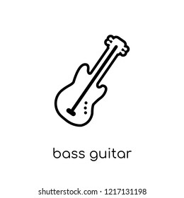 bass guitar icon. Trendy modern flat linear vector bass guitar icon on white background from thin line Music collection, outline vector illustration