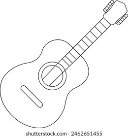 Bass guitar illustration in linear black and white style.