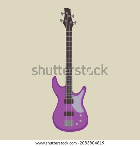 Bass guitar isolated. Vector cartoon flat illustration. Musical instrument icon.