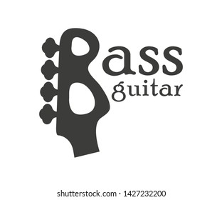 bass guitar letters text on white background, vector