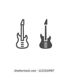 Bass guitar line and glyph icon, music and string, instrument sign, vector graphics, a linear pattern on a white background, eps 10.