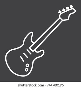 Bass guitar line icon, music and instrument, sound sign vector graphics, a linear pattern on a black background, eps 10.