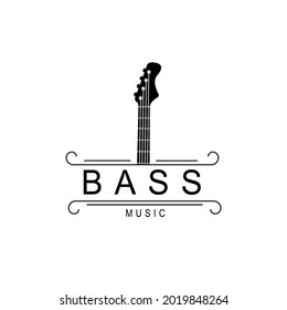 bass Guitar Music Western Vintage Retro Saloon Bar logo design
