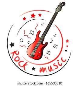 bass guitar and musical notes. vector illustration