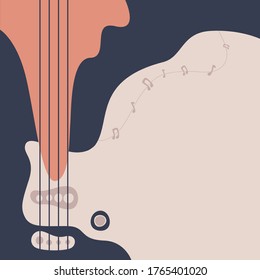 Bass Guitar Neck Background With Abstract Design. Abstract Guitar Banner Design Series. Vector Illustration