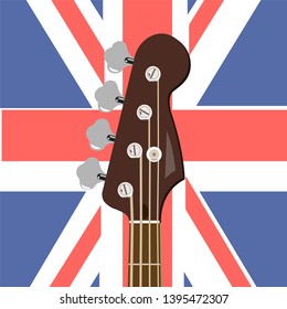 
Bass guitar on the background of the English flag. Vector graphics.