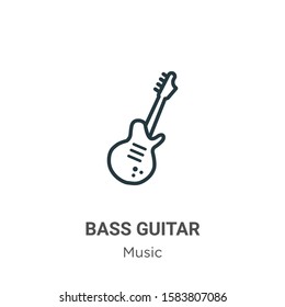 Bass Guitar Outline Vector Icon. Thin Line Black Bass Guitar Icon, Flat Vector Simple Element Illustration From Editable Music Concept Isolated On White Background