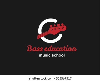 Bass guitar school logo inverse