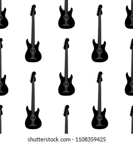 Bass guitar. Seamless vector pattern