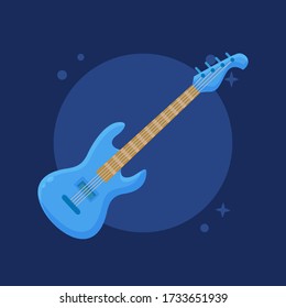 Bass Guitar Vector. Music Instrument Flat Design Illustration