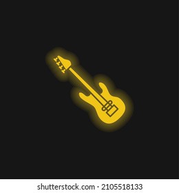 Bass Guitar yellow glowing neon icon