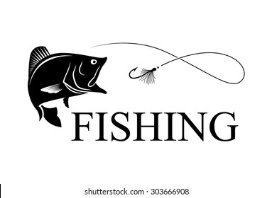 Bass And Hook With Text FISHING, Fly Fishing