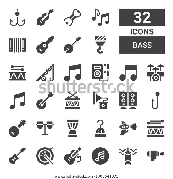 Bass Icon Set Collection 32 Filled Stock Vector (Royalty Free ...