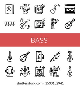 bass icon set. Collection of Note, Hooks, Guitar, Notes, Hook, Musical, Drum, Headphones, Double bass, Music, Headphone, Drum kit, Fishing, Acoustic guitar icons