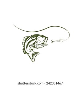 bass and lure vector design template