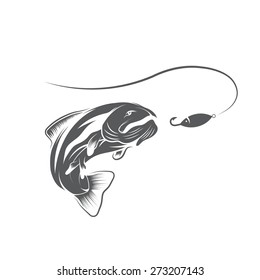 bass and lure vector design template