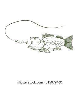 bass and lure vector design template