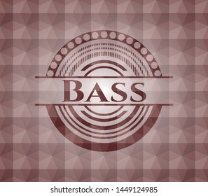 Bass  red emblem with geometric pattern background. Seamless.