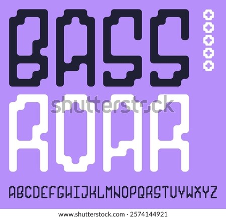 Bass Roar Font. Bold Music Typography for Concerts and Posters. EDM, DJ, and Dance Music Inspired Font Design. Vector Illustration.