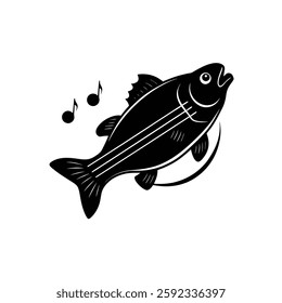 Bass Silhouette Vector Art | Black Bass Fish Illustration Design